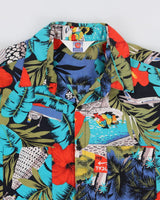 Mens 1980s Tropical Print Button Up Hawaiian Shirt - M