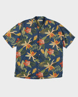 Mens Tommy Bahama Blue and Hibiscus Hawaiian Shirt - M