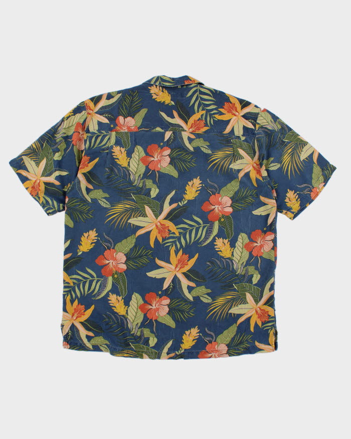 Mens Tommy Bahama Blue and Hibiscus Hawaiian Shirt - M