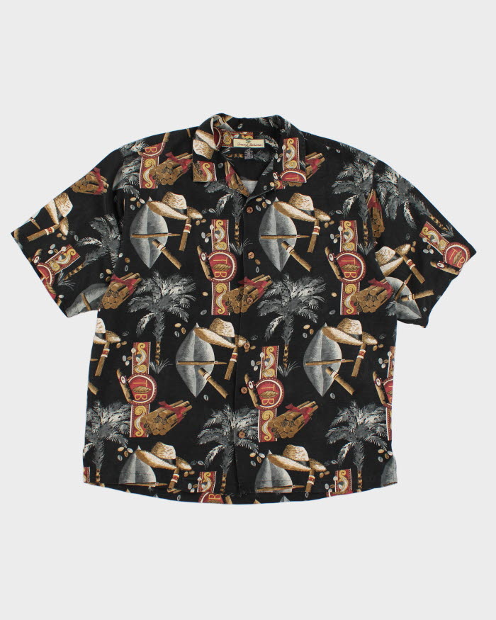 Mens Tommy Bahama Black Cigar Print Hawaiian Shirt - L