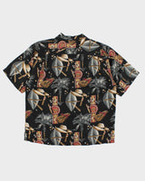 Mens Tommy Bahama Black Cigar Print Hawaiian Shirt - L