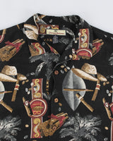Mens Tommy Bahama Black Cigar Print Hawaiian Shirt - L
