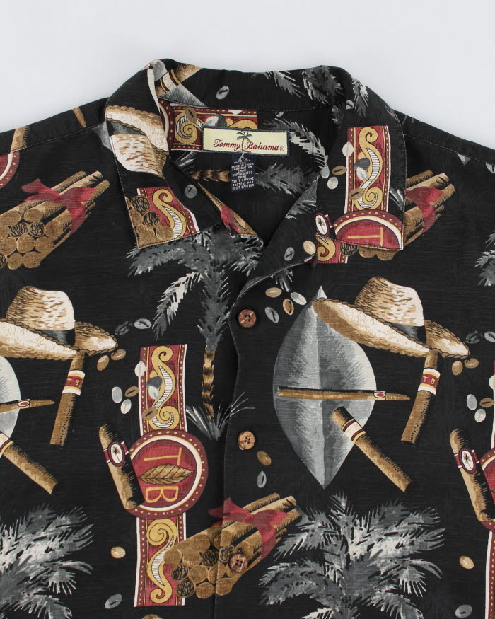 Mens Tommy Bahama Black Cigar Print Hawaiian Shirt - L