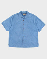 Mens Jamaica Jaxx Azure Blue Embossed Pattern Hawaiian Shirt - XL