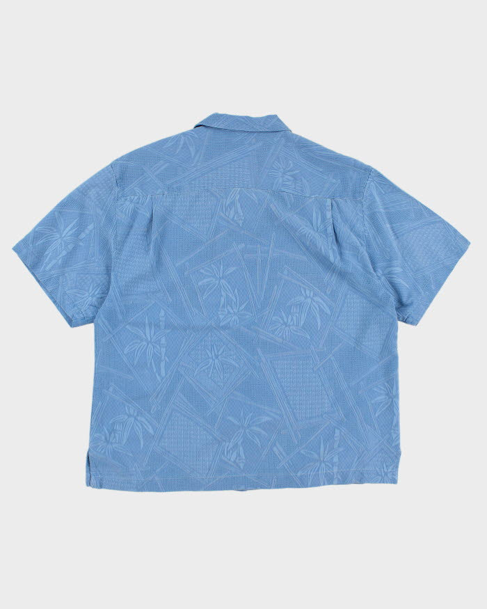 Mens Jamaica Jaxx Azure Blue Embossed Pattern Hawaiian Shirt - XL