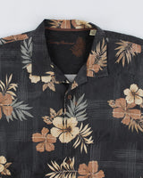 Mens Tommy Bahama Black Hibiscus Pattern Silk Hawaiian Shirt - XL
