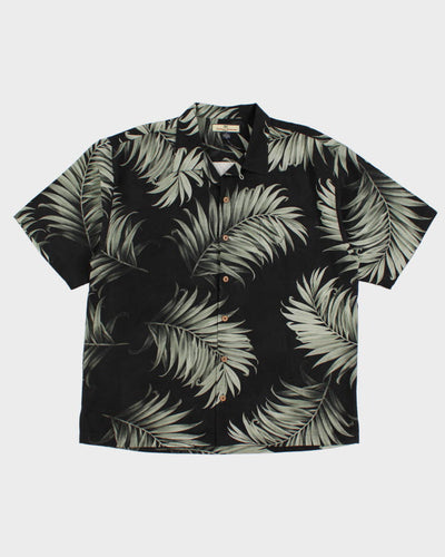 Mens Tommy Bahama Black Frond Pattern Silk Hawaiian Shirt - XL