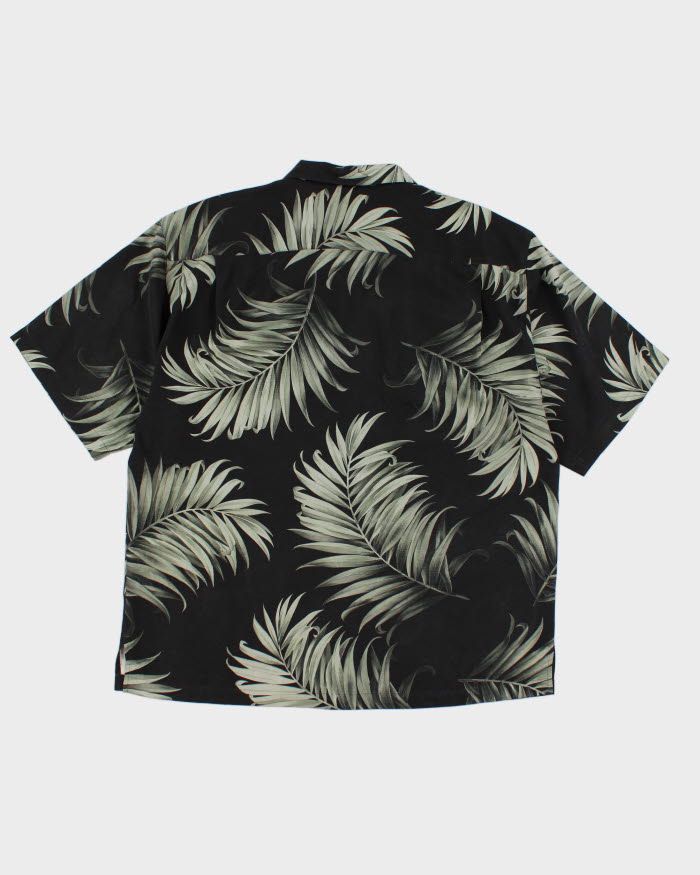 Mens Tommy Bahama Black Frond Pattern Silk Hawaiian Shirt - XL