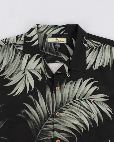 Mens Tommy Bahama Black Frond Pattern Silk Hawaiian Shirt - XL