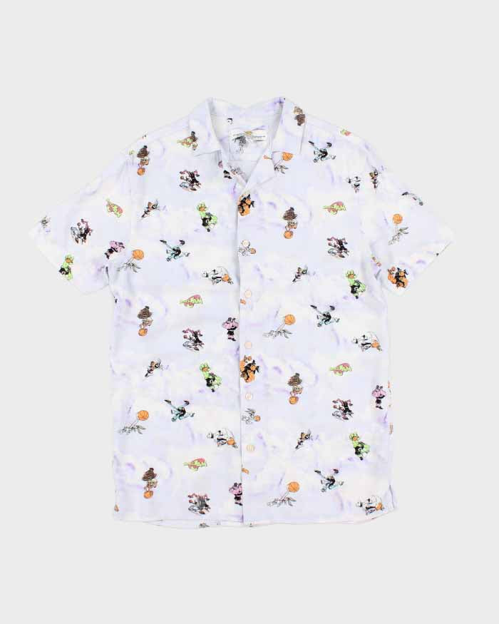 Mens Space Jam Print Button Up Shirt - S