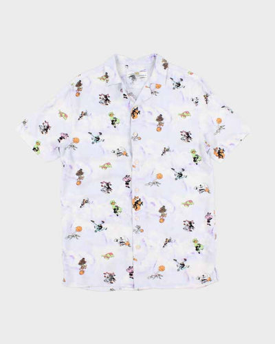 Mens Space Jam Print Button Up Shirt - S