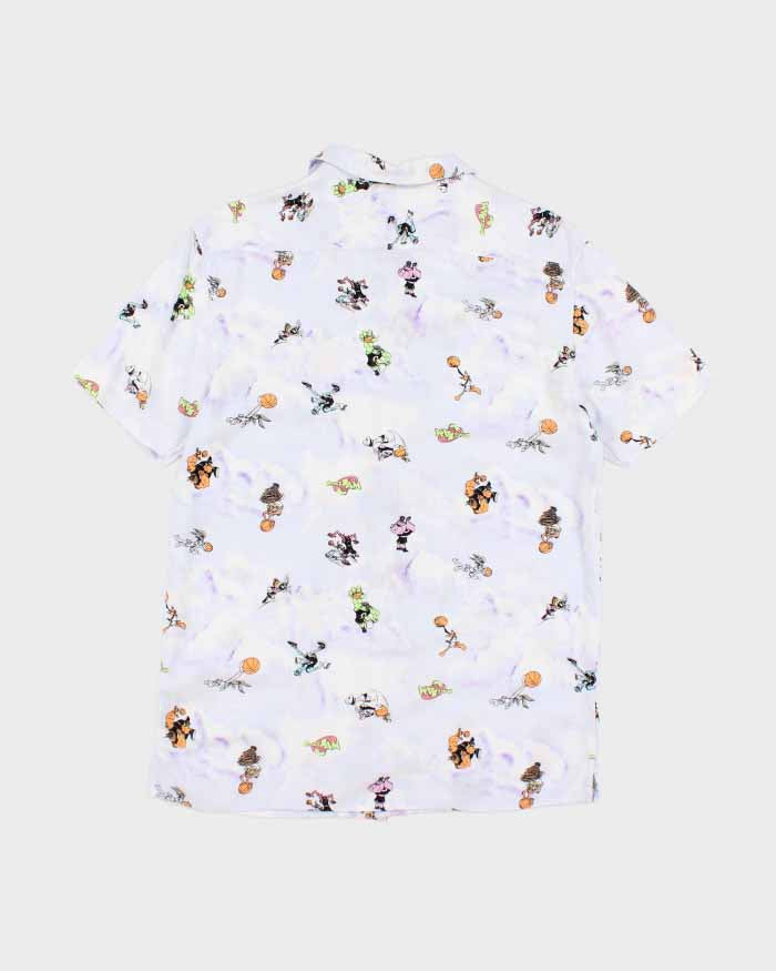 Mens Space Jam Print Button Up Shirt - S