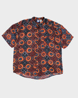 Vintage Fine Line Pattern Silk Shirt - XL
