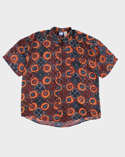 Vintage Fine Line Pattern Silk Shirt - XL