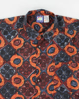 Vintage Fine Line Pattern Silk Shirt - XL