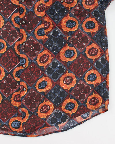 Vintage Fine Line Pattern Silk Shirt - XL