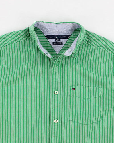 Vintage Tommy Hilfiger Green Striped Button Shirt - S