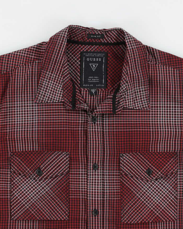 Y2k 00s Guess Check Long Sleeve Shirt - M