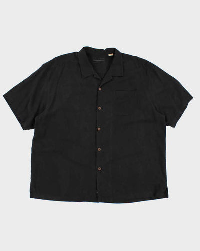 Vintage 90s Tommy Bahama Black Hawaiian Silk Shirt - XL