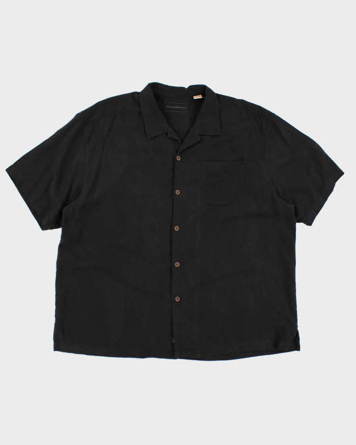 Vintage 90s Tommy Bahama Black Hawaiian Silk Shirt - XL
