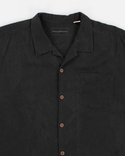 Vintage 90s Tommy Bahama Black Hawaiian Silk Shirt - XL