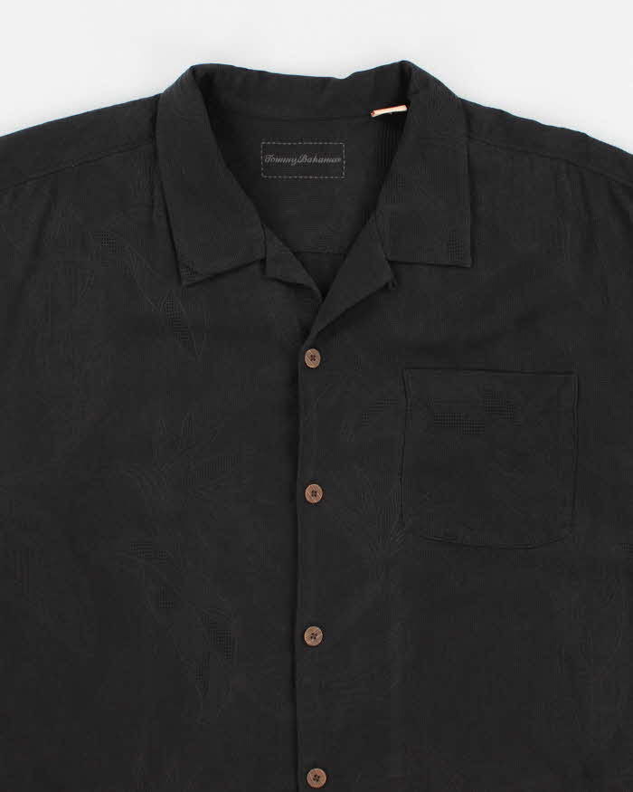 Vintage 90s Tommy Bahama Black Hawaiian Silk Shirt - XL