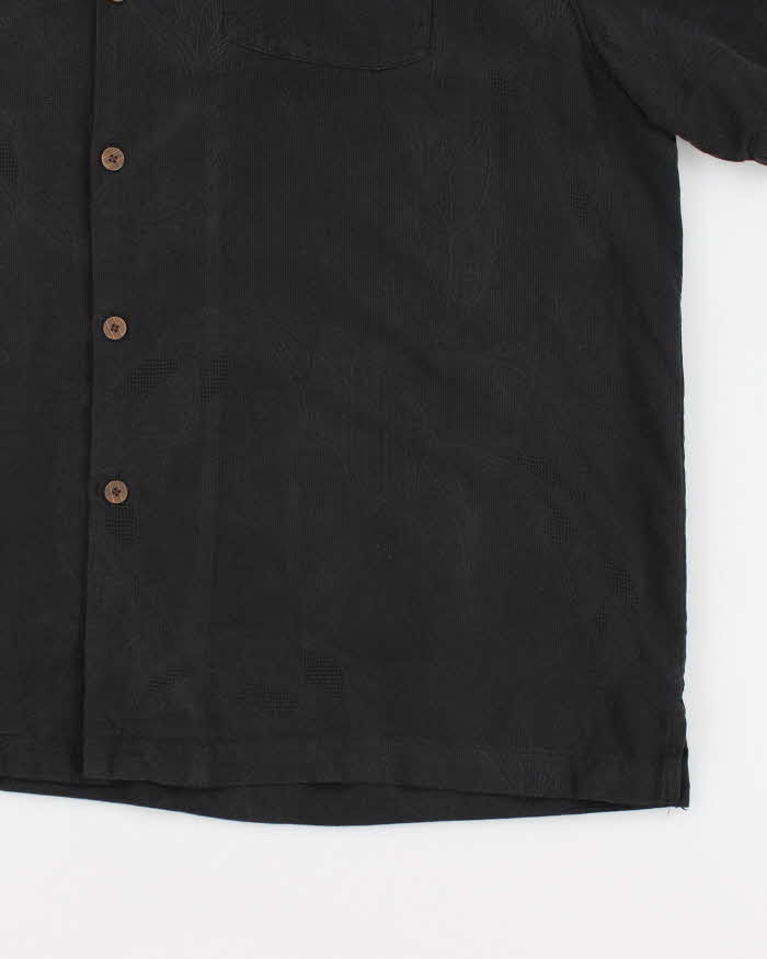 Vintage 90s Tommy Bahama Black Hawaiian Silk Shirt - XL