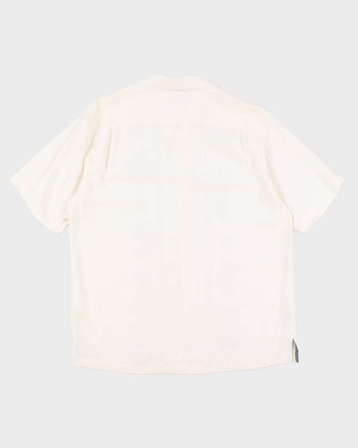 Vintage 90s Tommy Bahama White Embroidered Hawaiian Shirt - L