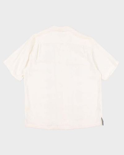 Vintage 90s Tommy Bahama White Embroidered Hawaiian Shirt - L