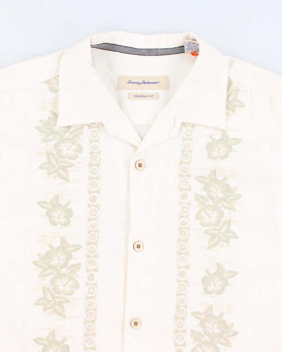 Vintage 90s Tommy Bahama White Embroidered Hawaiian Shirt - L