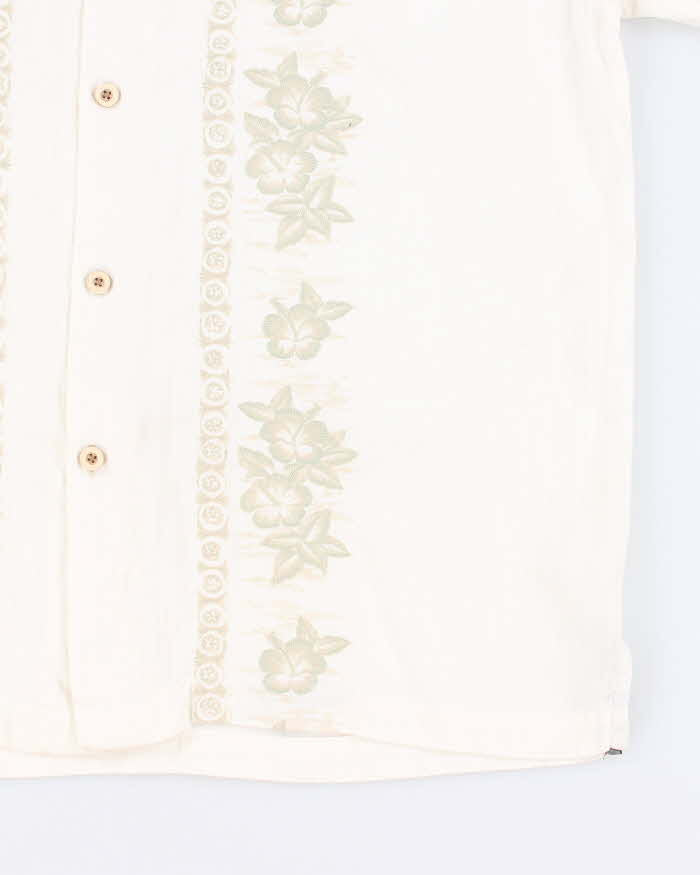 Vintage 90s Tommy Bahama White Embroidered Hawaiian Shirt - L