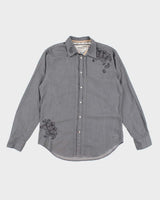 Y2k 00s Guess Embroidered Grey Shirt - L