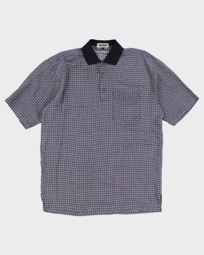 90's Patterned Polo Style Shirt - XL