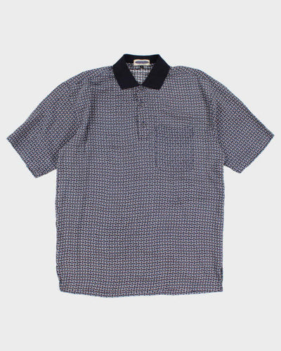 90's Patterned Polo Style Shirt - XL