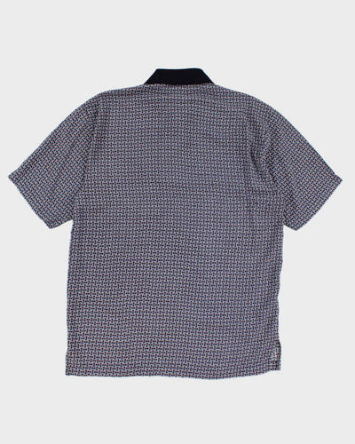90's Patterned Polo Style Shirt - XL