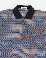 90's Patterned Polo Style Shirt - XL