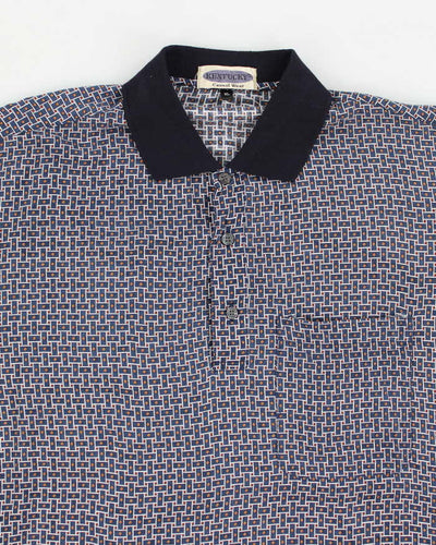 90's Patterned Polo Style Shirt - XL