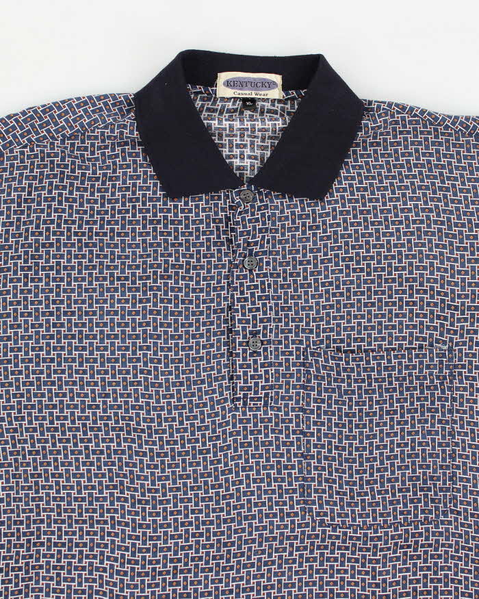 90's Patterned Polo Style Shirt - XL