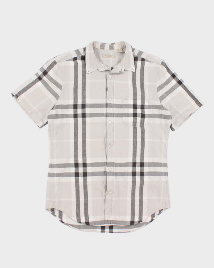Y2k 00s Burberry Grey Check Shirt - M