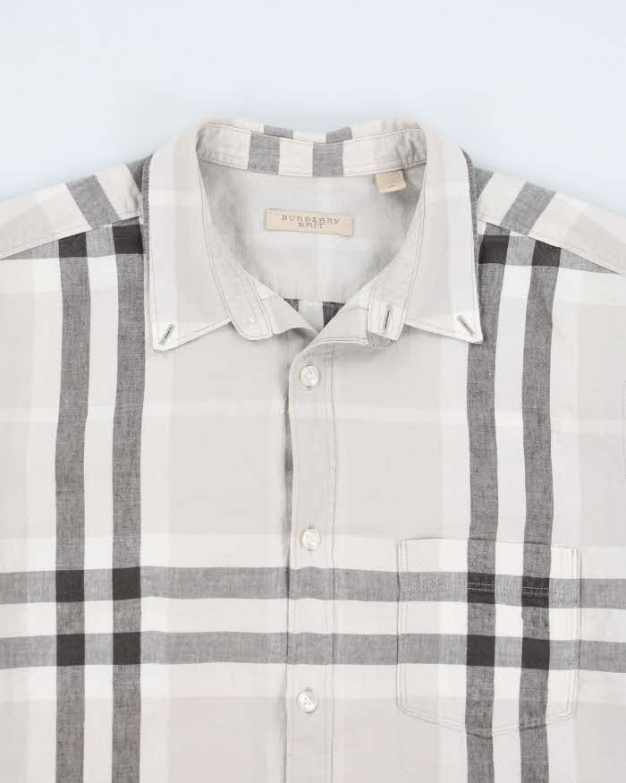 Y2k 00s Burberry Grey Check Shirt - M