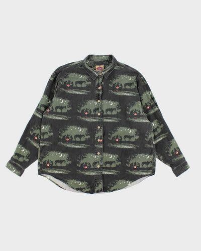 Vintage 90s Barn Fly Cowboy Print Shirt - XL