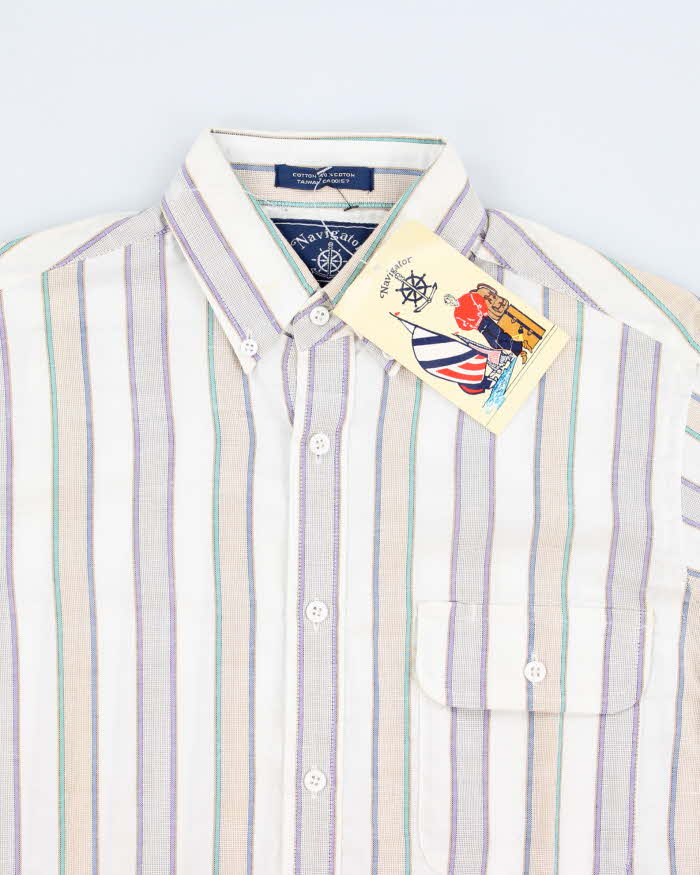 Y2k 00s Deadstock Navigator Striped Shirt - S