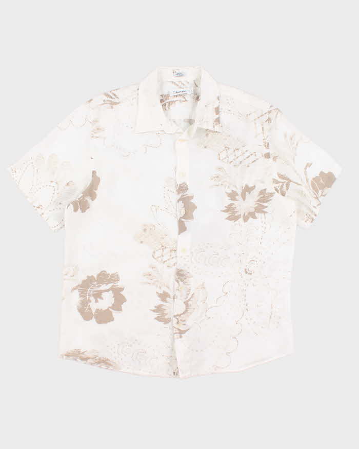 Calvin Klein Linen Pattern Short Sleeve Shirt - XL