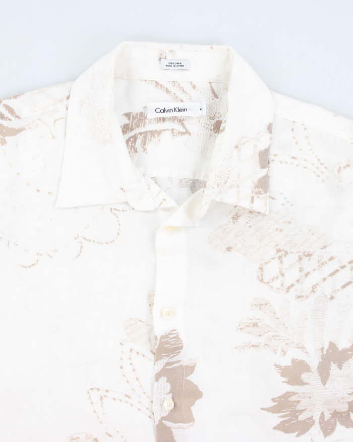 Calvin Klein Linen Pattern Short Sleeve Shirt - XL