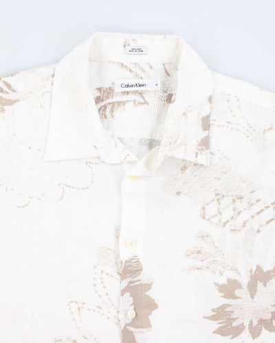 Calvin Klein Linen Pattern Short Sleeve Shirt - XL