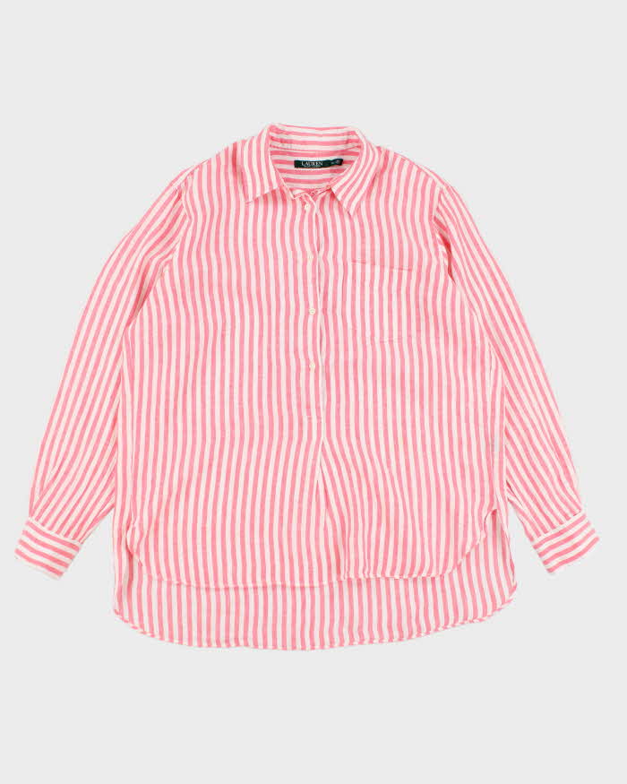 Ralph Lauren Linen Pink Stripe Long Sleeve Shirt - XL