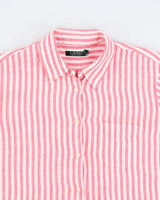 Ralph Lauren Linen Pink Stripe Long Sleeve Shirt - XL