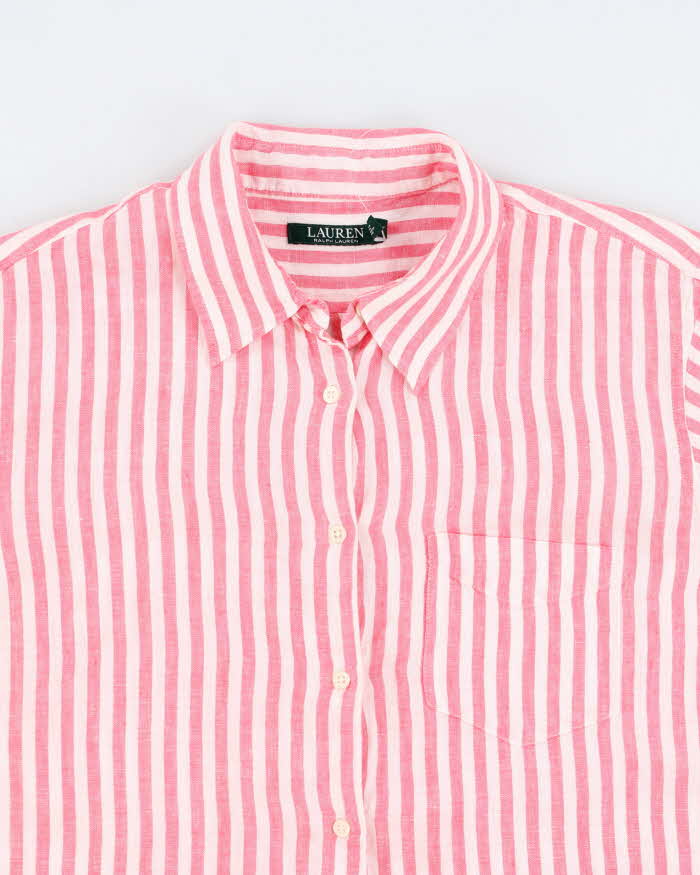 Ralph Lauren Linen Pink Stripe Long Sleeve Shirt - XL
