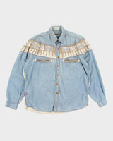 90s Dangerous Denim Western Long Sleeve Shirt - XL