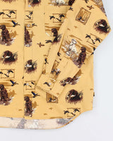 90s Field Tested Yellow Long Sleeve Dig Print Shirt - L